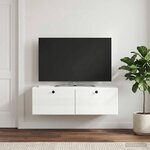 vidaXL Meuble TV mural 98 x 41 x 30 cm Blanc brillant
