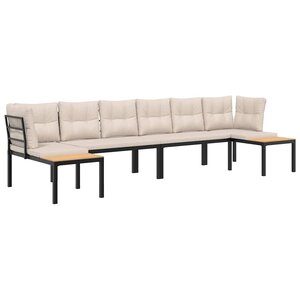 vidaXL Salon de jardin avec coussins 4 Pièces noir acier enduit de poudre