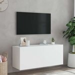 vidaXL Meuble TV mural avec lumières LED blanc 100x35x41 cm