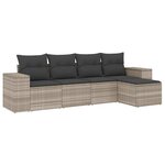 vidaXL Salon de jardin 5 Pièces avec coussins gris clair résine tressée