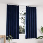 vidaXL Rideaux occultants et crochet 2Pièces Velours Bleu foncé 140x175cm