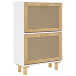 vidaXL Armoire à chaussures Blanc 52x25x80 cm Bois d'ingénierie/rotin