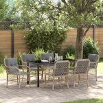 vidaXL Ensemble de salle à manger pour jardin 7 Pièces Beige Poly rotin