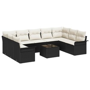 vidaXL Ensemble de canapé de jardin 10 Pièces Marron polyrotin