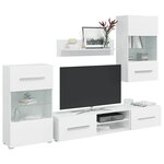 vidaXL Meubles TV 5 Pièces avec lumière LED blanc mat bois d'ingénierie