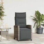 vidaXL Chaise de jardin inclinable avec table d'appoint gris polyrotin