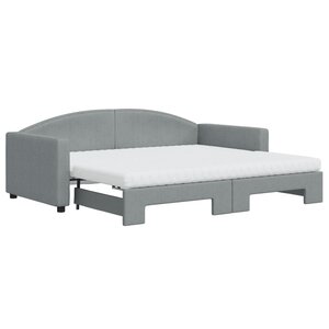 vidaXL Lit de jour avec gigogne et matelas gris clair 90x190 cm tissu