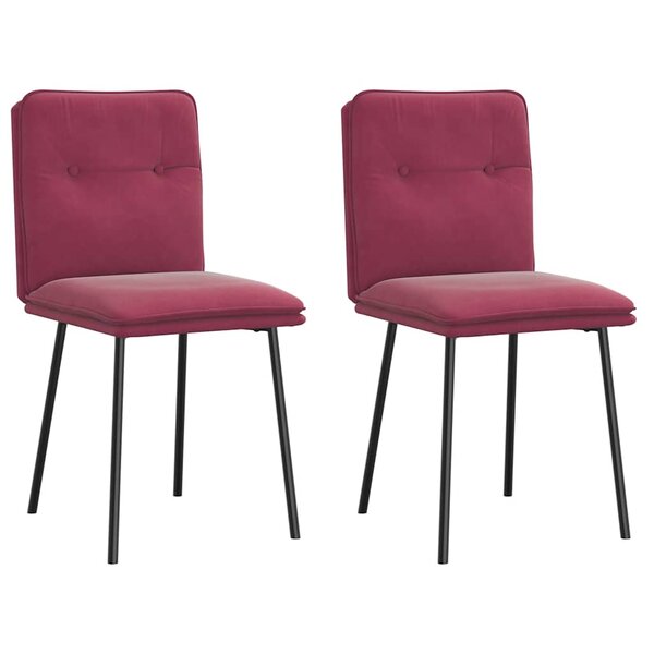 vidaXL Chaises à manger lot de 2 Rouge bordeaux Velours