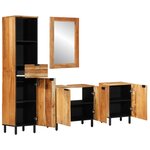 vidaXL Ensemble de meubles salle de bain   4 pièces en bois d'acacia brun massif