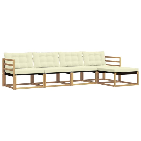 vidaXL Ensemble de canapés d'extérieur 5 Pièces Blanc et crème