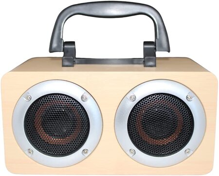 Ovegna Q9BT: Enceinte en Bois, HiFi Bluetooth sans Fil, 2 Haut-Parleur Surround, Puissance 6W, Batterie 1200mAh, Waterproof, Prise Jack, TF, pour Smartphone, Ordinateur, Voyages et balades