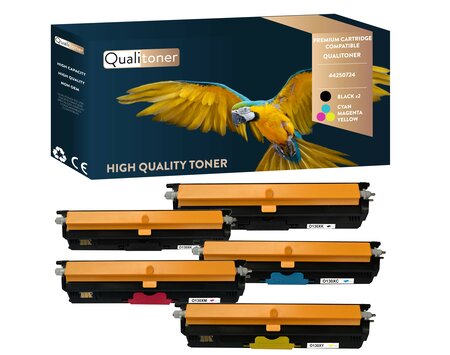Qualitoner x5 toners 44250724 (noir x2 + cyan + magenta + jaune) compatible pour oki