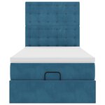 vidaXL Cadre de lit ottoman avec matelas bleu foncé 100x200 cm velours