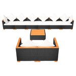 Vidaxl salon de jardin 9 pièces avec coussins résine tressée noir