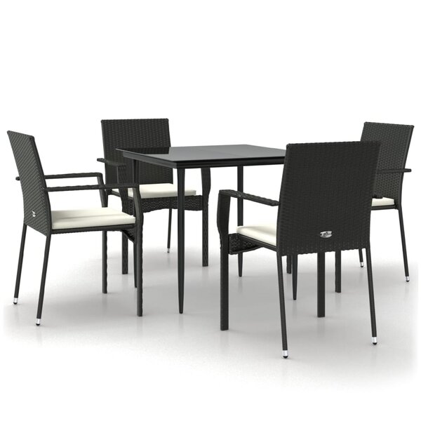 vidaXL Ensemble à manger de jardin coussins 5Pièces Noir Résine tressée