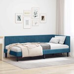 vidaXL Cadre de lit d'angle avec tête de lit Bleu 100 x 200 cm Velours