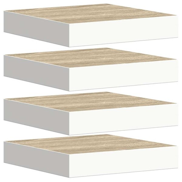 vidaXL Étagères murales 4 Pièces Chêne et blanc 23x23 5x3 8 cm MDF
