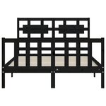 vidaXL Cadre de lit avec tête de lit noir 140x190 cm bois massif
