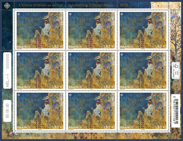Feuille de 15 timbres - 170 ans de L'Œuvre d'Orient - Lettre Verte