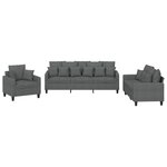 vidaXL Ensemble de canapés 3 Pièces coussins gris foncé tissu