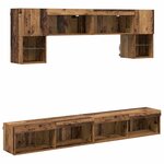 vidaXL Unités murales TV avec LED 6 Pièces Bois Ancien Bois d'ingénierie