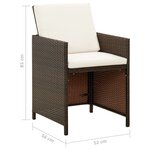 vidaXL Chaises de jardin avec coussins lot de 4 Résine tressée Marron