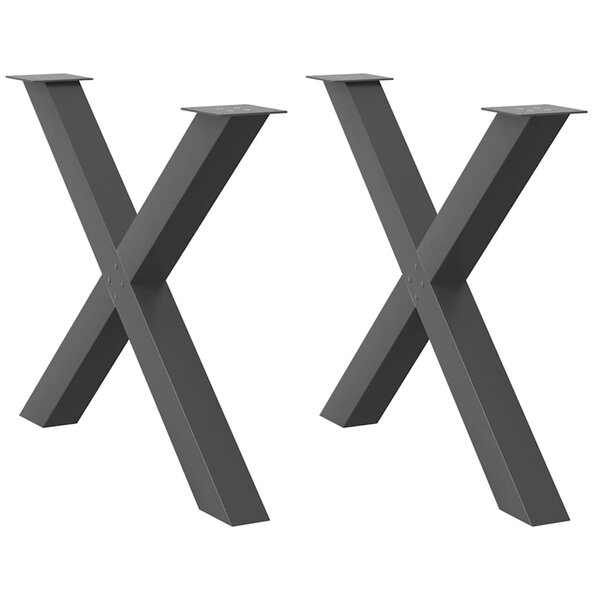 vidaXL Pieds de table à manger en forme de X 2 pièces Anthracite 90 x (72-73) cm Acier