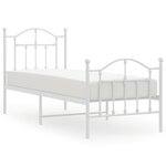 vidaXL Cadre de lit métal sans matelas avec pied de lit blanc 75x190cm