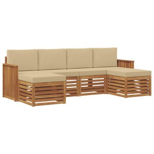 vidaXL Ensembles de canapés avec coussin 6 Pièces Naturel et Beige