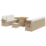 vidaXL Ensemble de canapé de jardin avec coussin 10 Pièces beige et crème