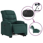 vidaXL Fauteuil inclinable électrique vert foncé tissu