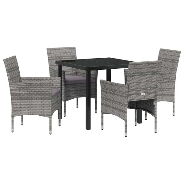 vidaXL Ensemble de salle à manger pour jardin 5 Pièces Gris Poly rotin