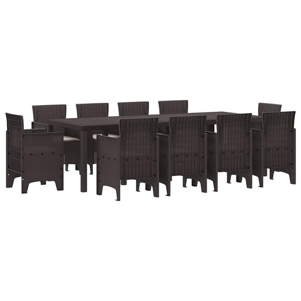 vidaXL Ensemble de salle à manger pour jardin 11 Pièces Marron