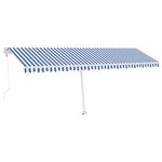 vidaXL Auvent automatique sur pied 600x350 cm Bleu/Blanc