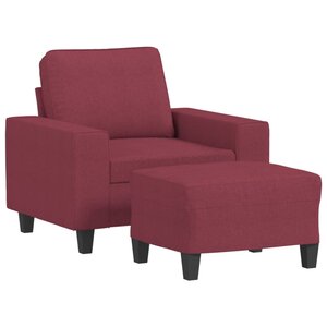 vidaXL Fauteuil avec repose-pied Rouge bordeaux 60 cm Tissu