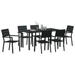 vidaXL Ensemble de salle à manger pour jardin 7 Pièces Noir