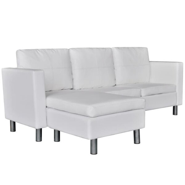 vidaXL Canapé sectionnel à 3 places cuir synthétique blanc