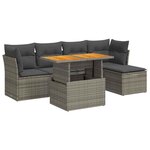 vidaXL Salon de jardin 6 Pièces avec coussins gris résine tressée
