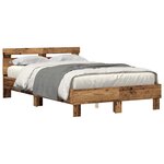 vidaXL Cadre de lit Bois ancien 135 x 190 cm Bois d'ingénierie