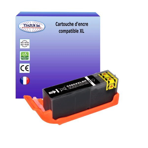 Cartouche compatible avec Canon Pixma TS6151, TS6200, TS 6240, TS6241, TS6250, TS6251 remplace Canon PGI580XL Noire - T3AZUR