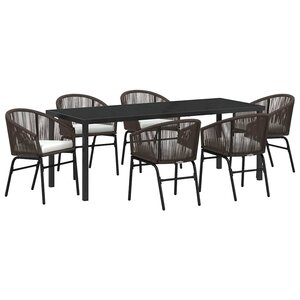 vidaXL Ensemble de salle à manger pour jardin 7 Pièces Marron