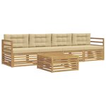 vidaXL Ensemble de canapés d'extérieur 5 pc Blanc et Beige