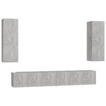 vidaXL Ensemble de meubles TV 5 Pièces Gris béton Bois d'ingénierie