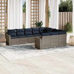 vidaXL Salon de jardin 10 Pièces avec coussins gris résine tressée