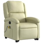 vidaXL Fauteuil inclinable de massage crème cuir véritable