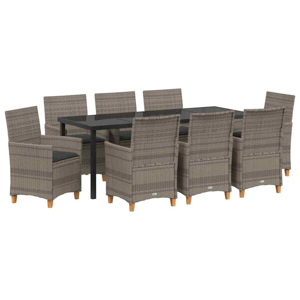 vidaXL Ensemble de salle à manger pour jardin 9 Pièces Gris polyrotin