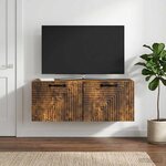 vidaXL Meuble TV mural Chêne fumé 78 5 x 31 x 30 cm Bois d'ingénierie