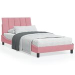 vidaXL Cadre de lit avec tête de lit Rose 100x200 cm Velours