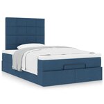 vidaXL Cadre de lit ottoman avec matelas bleu 120x200 cm tissu