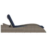 vidaXL Chaise longue avec coussin Gris 60x205x73 cm Résine tressée